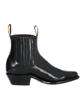 Ankle Cowboy Boot by El General - Black Chameleon