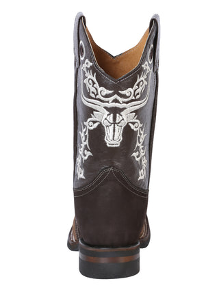 El General Rodeo Boot - Crazy  Brown/Dark Brown with Embroidery