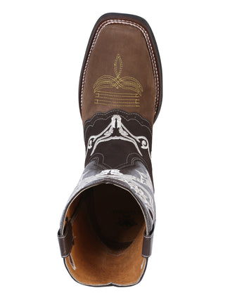 El General Rodeo Boot - Crazy  Brown/Dark Brown with Embroidery