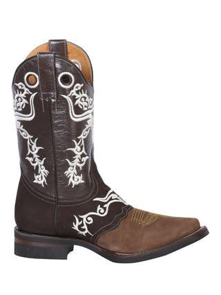 El General Rodeo Boot - Crazy  Brown/Dark Brown with Embroidery