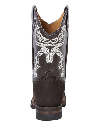 El General Rodeo Boot - Crazy  Brown/Dark Brown with Embroidery