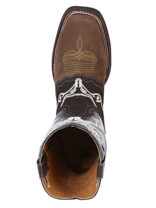 El General Rodeo Boot - Crazy  Brown/Dark Brown with Embroidery