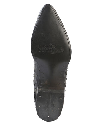 El Señor de los Cielos Men’s Western Boots - Imitation Ostrich  Leather - Black
