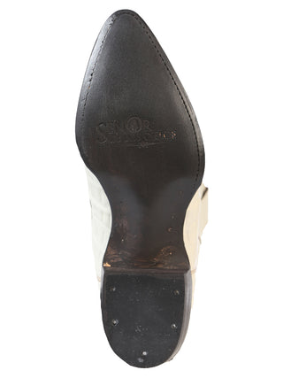 El Señor de los Cielos Men’s Western Boot - Caiman Tail Print Leather  - Bone