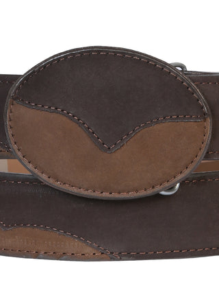 Cowboy Belt - El General  - Leather Nobuck Choco