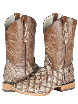El General Men's Exotic Monster Fish Rodeo Boots - Cream