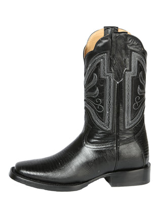 El General Men's Rodeo Boot - Imitation Lizard - Black
