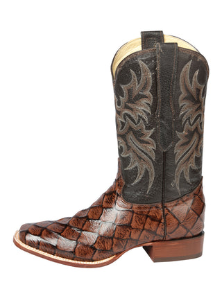 El Señor de los Cielos Men’s Rodeo Boot - Monster Fish Imitation  Leather - Brown