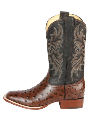 El Señor de los Cielos Men’s Rodeo Boot - Imitation Ostrich Leather -  Brown