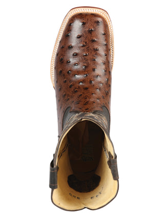 El Señor de los Cielos Men’s Rodeo Boot - Imitation Ostrich Leather -  Brown