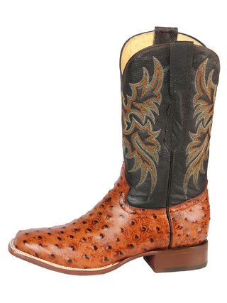 El General Rodeo - Printed Ostrich leather boots - Cogñac