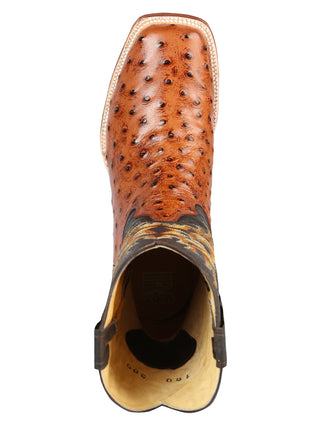 El General Rodeo - Printed Ostrich leather boots - Cogñac
