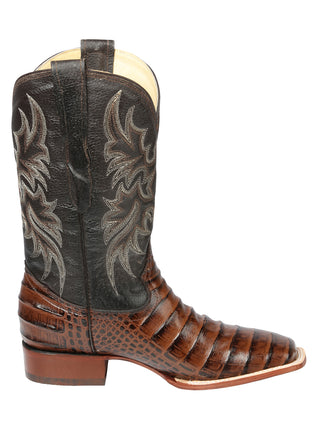 El Señor de los Cielos Men’s Rodeo Boot - Imitation Caiman Belly  Leather - Brown