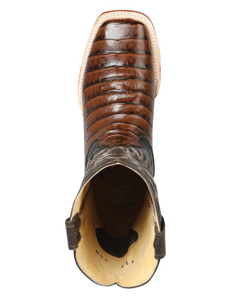 El Señor de los Cielos Men’s Rodeo Boot - Imitation Caiman Belly  Leather - Brown