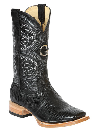 El General Men's Exotic Lizard Rodeo Cowboy Boots - Black