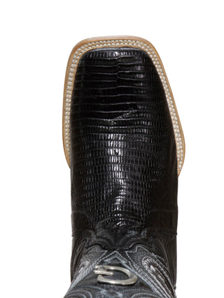 El General Men's Exotic Lizard Rodeo Cowboy Boots - Black