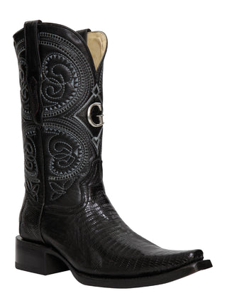 El General Men's Exotic Lizard Cowboy Boots - Black