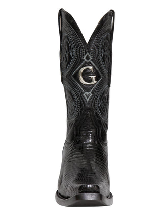 El General Men's Exotic Lizard Cowboy Boots - Black