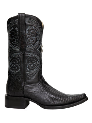 El General Men's Exotic Lizard Cowboy Boots - Black