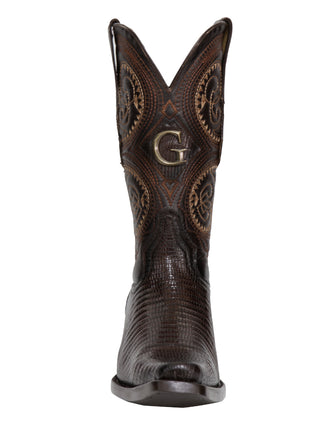 El General Men's Exotic Lizard Cowboy Boots - Brown