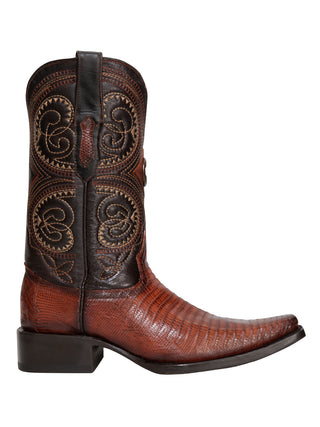 El General Men's Exotic Lizard Cowboy Boots - Cognac