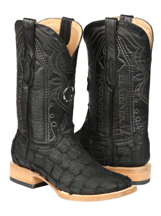 El General Men's Exotic Monster Fish Rodeo Cowboy Boots - Black