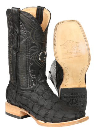 El General Men's Exotic Monster Fish Rodeo Cowboy Boots - Black