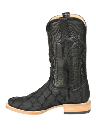 El General Men's Exotic Monster Fish Rodeo Cowboy Boots - Black