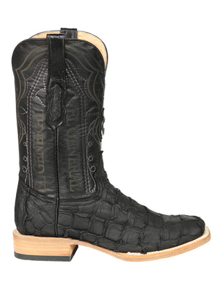 El General Men's Exotic Monster Fish Rodeo Cowboy Boots - Black