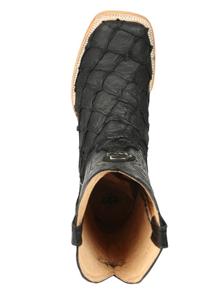 El General Men's Exotic Monster Fish Rodeo Cowboy Boots - Black