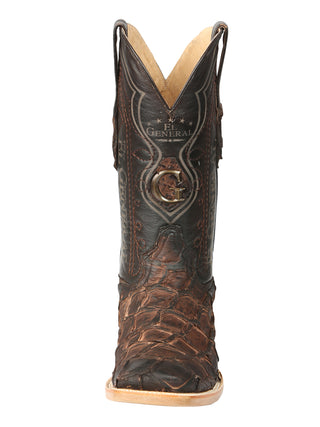 El General Men's Exotic Monster Fish Rodeo Cowboy Boots - Brown