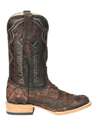 El General Men's Exotic Monster Fish Rodeo Cowboy Boots - Brown