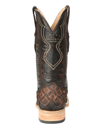 El General Men's Exotic Monster Fish Rodeo Cowboy Boots - Brown