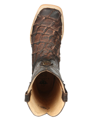 El General Men's Exotic Monster Fish Rodeo Cowboy Boots - Brown