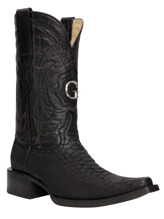 El General Men's Exotic Python Leather Cowboy Boots - Black
