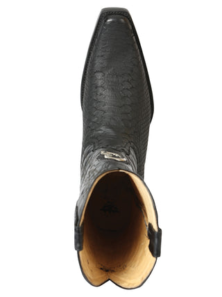 El General Men's Exotic Python Leather Cowboy Boots - Black
