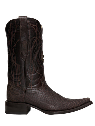 El General Men's Exotic Python Leather Cowboy Boots - Brown