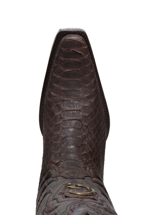 El General Men's Exotic Python Leather Cowboy Boots - Brown