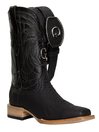 El General Men's Exotic Python Rodeo Boots - Black