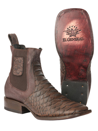 El General Men’s Python Imitation Brown Ankle Boots