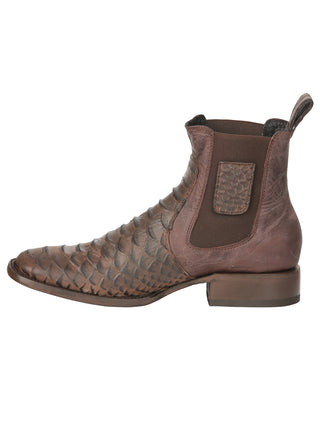 El General Men’s Python Imitation Brown Ankle Boots