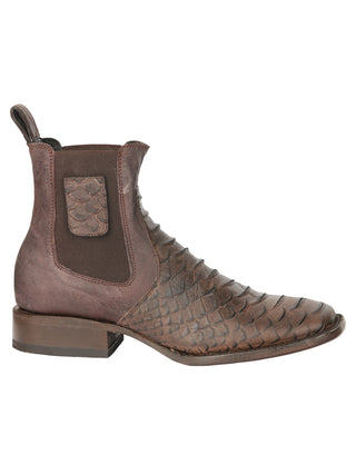 El General Men’s Python Imitation Brown Ankle Boots