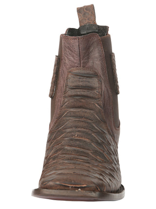 El General Men’s Python Imitation Brown Ankle Boots