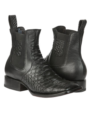 El General Men’s Python Imitation Black Ankle Boots