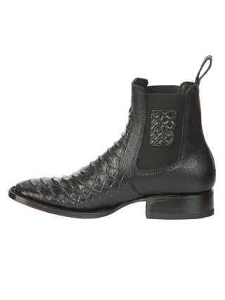 El General Men’s Python Imitation Black Ankle Boots