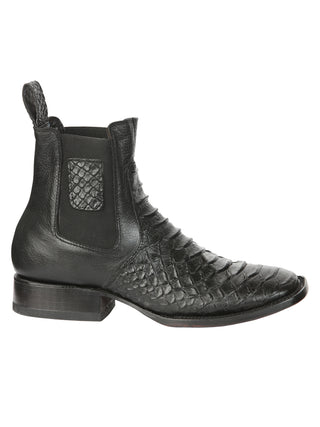 El General Men’s Python Imitation Black Ankle Boots