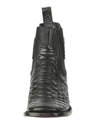 El General Men’s Python Imitation Black Ankle Boots