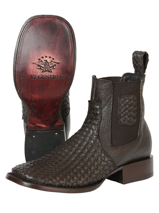 El General Men’s Rodeo Brown Petatillo Woven Ankle Boots