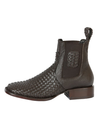 El General Men’s Rodeo Brown Petatillo Woven Ankle Boots
