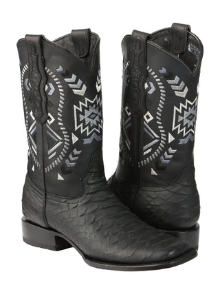 El General Men’s Black Python Imitation Rodeo Boots